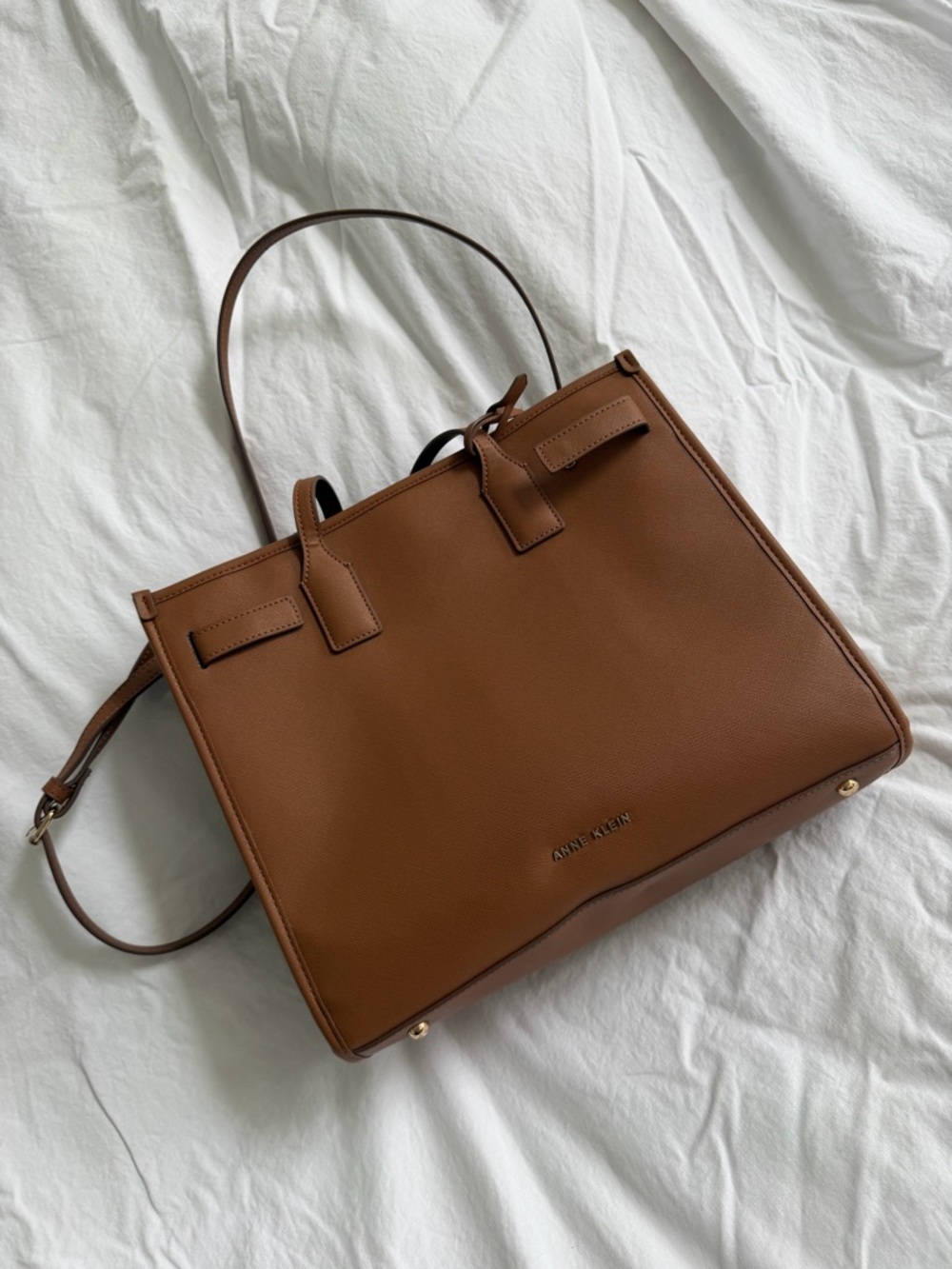 Anne Klein Cognac Pebbled Leather Tote
